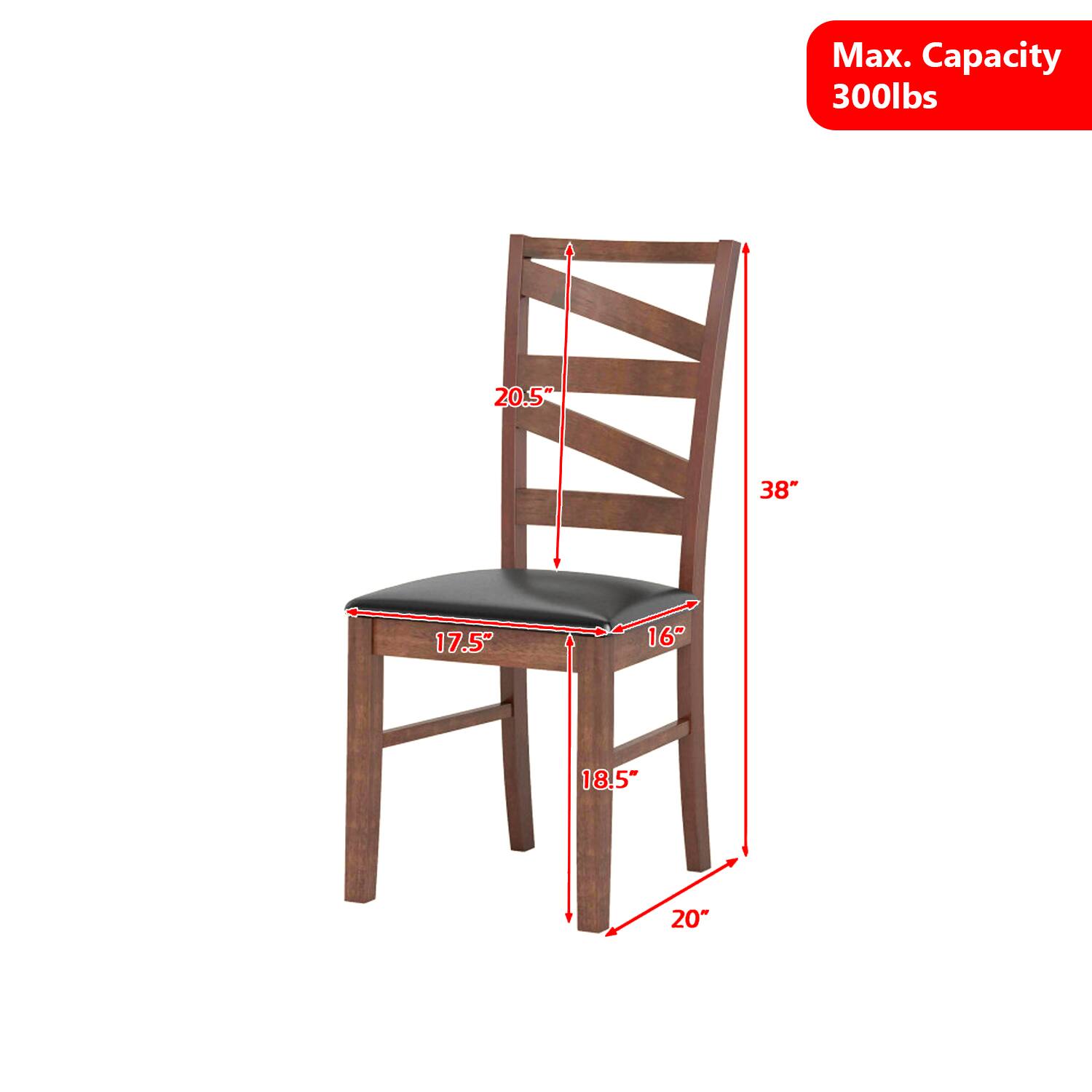 Max. Capacity 300lbs  
20.5"  
38"  
17.5"  
16"  
18.5"  
20"