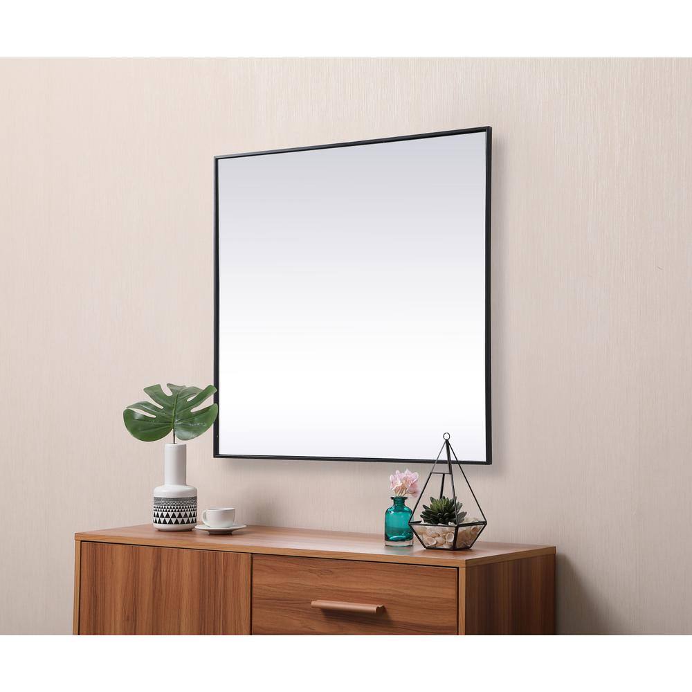 Alt View 2. Elegant Decor - Metal Frame Square Mirror 42 inch in Black - Black.