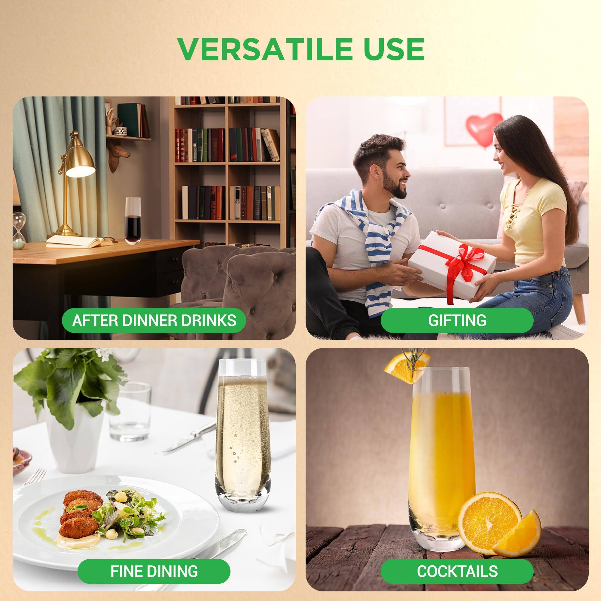 VERSATILE USE

- AFTER DINNER DRINKS
- GIFTING
- FINE DINING
- COCKTAILS