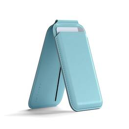 Satechi - Magnetic MagSafe Wallet - Double Flap Stand, 4 Card Slots, NFC Pass-Through, for iPhone 17/16/15/14/13/12 - Light Blue
