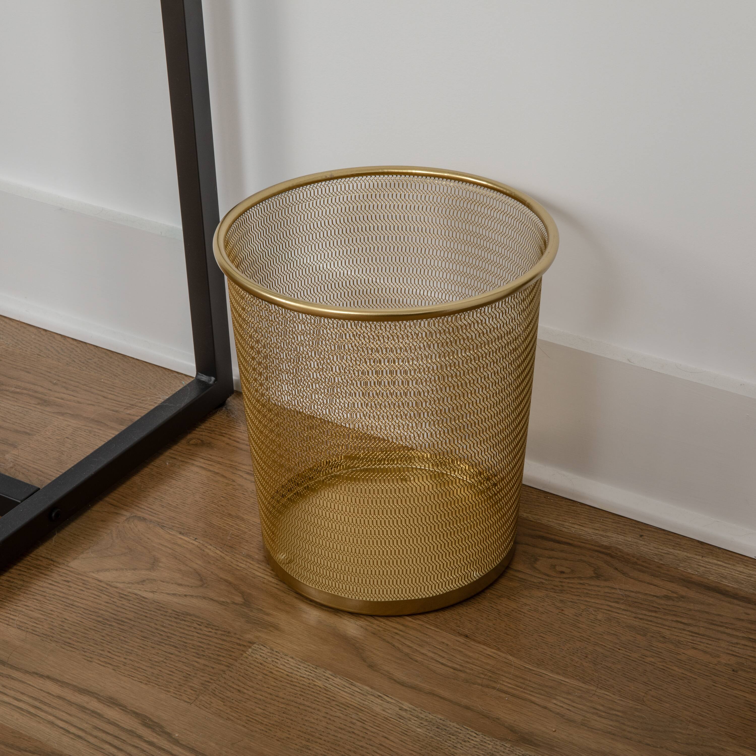 Alt View 13. Martha Stewart - Ryder Premium 4.5 Gallon Mesh Metal Wastebasket - Gold.