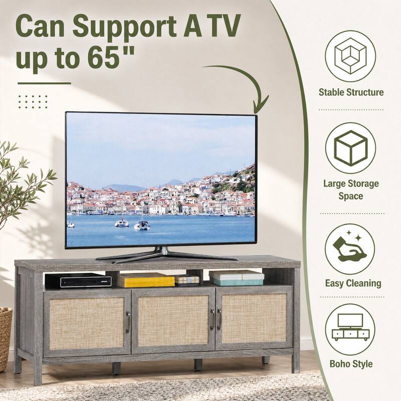 Can Support A TV up to 65"

- Stable Structure
- Large Storage Space
- Easy Cleaning
- Boho Style