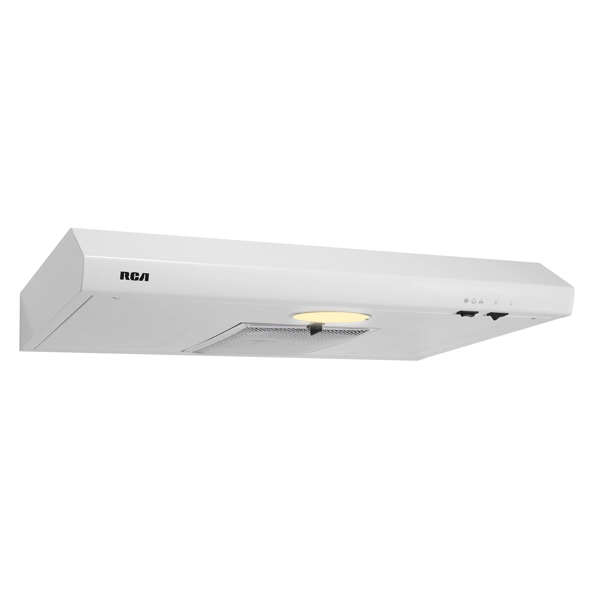 Back. RCA - R-RHUCC30SWH 30 in. Century Collection Ductless 160 CFM Under Cabinet Range Hood, Reusable Filter, Light, White - White.