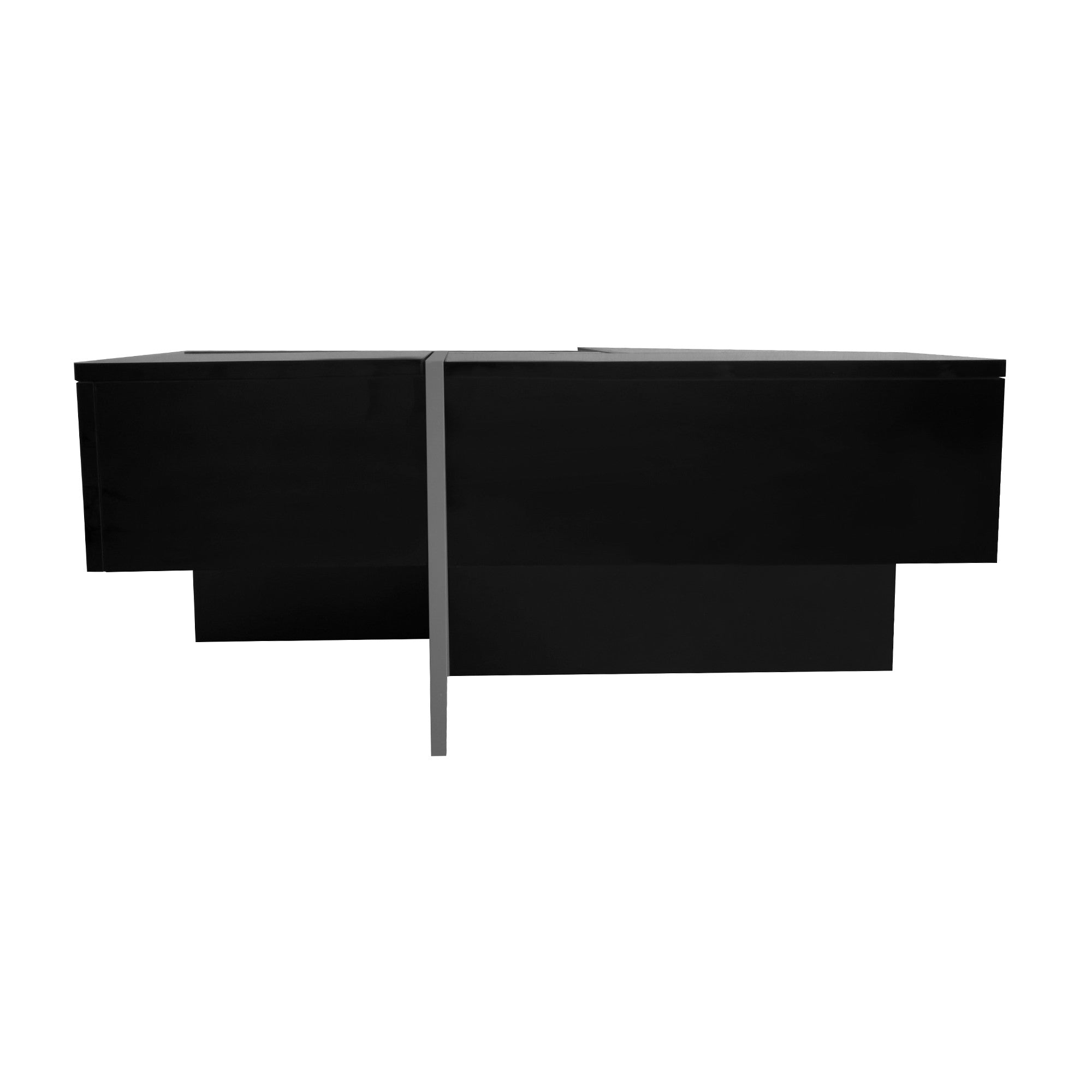 Back. Boyel Living - 31.5 in Square Extendable Coffee Table with 4 Hidden Storage Compartments - UV High Gloss Black.