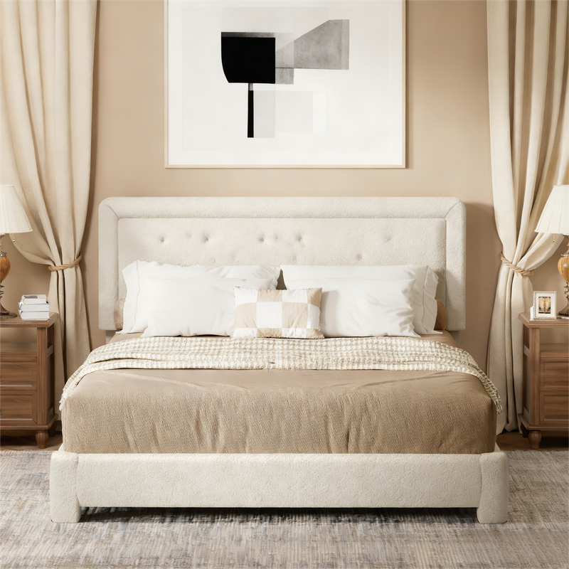 Front. Dyonery - Dyonery modern simple style bed frame, room adjustable headboard, easy to assemble,suitable for bedroom - Beige.