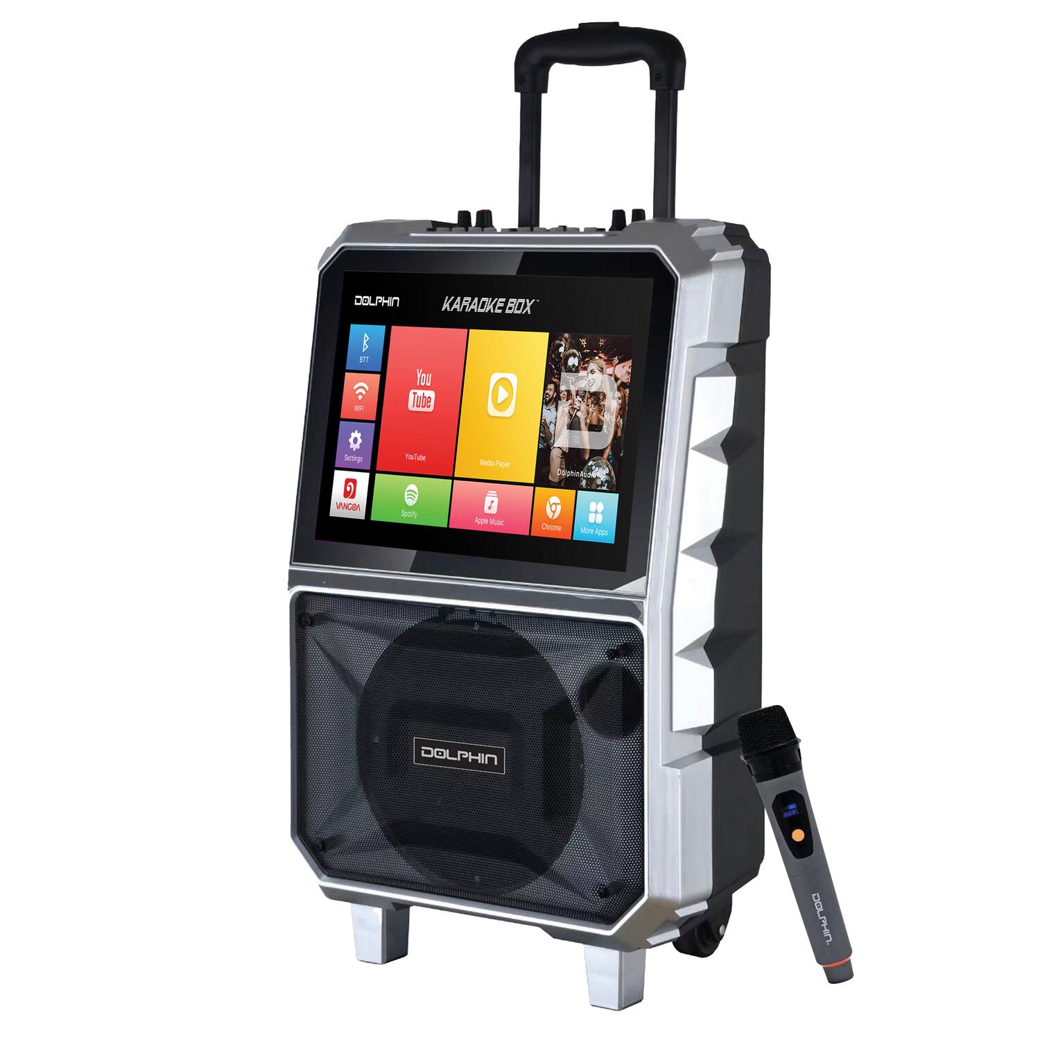 Dolphin - Audio Kb-85r Kb-85r Bluetooth Portable Karaoke Speaker With 14.1-in. Touch Screen And Wireless Microphone - Black