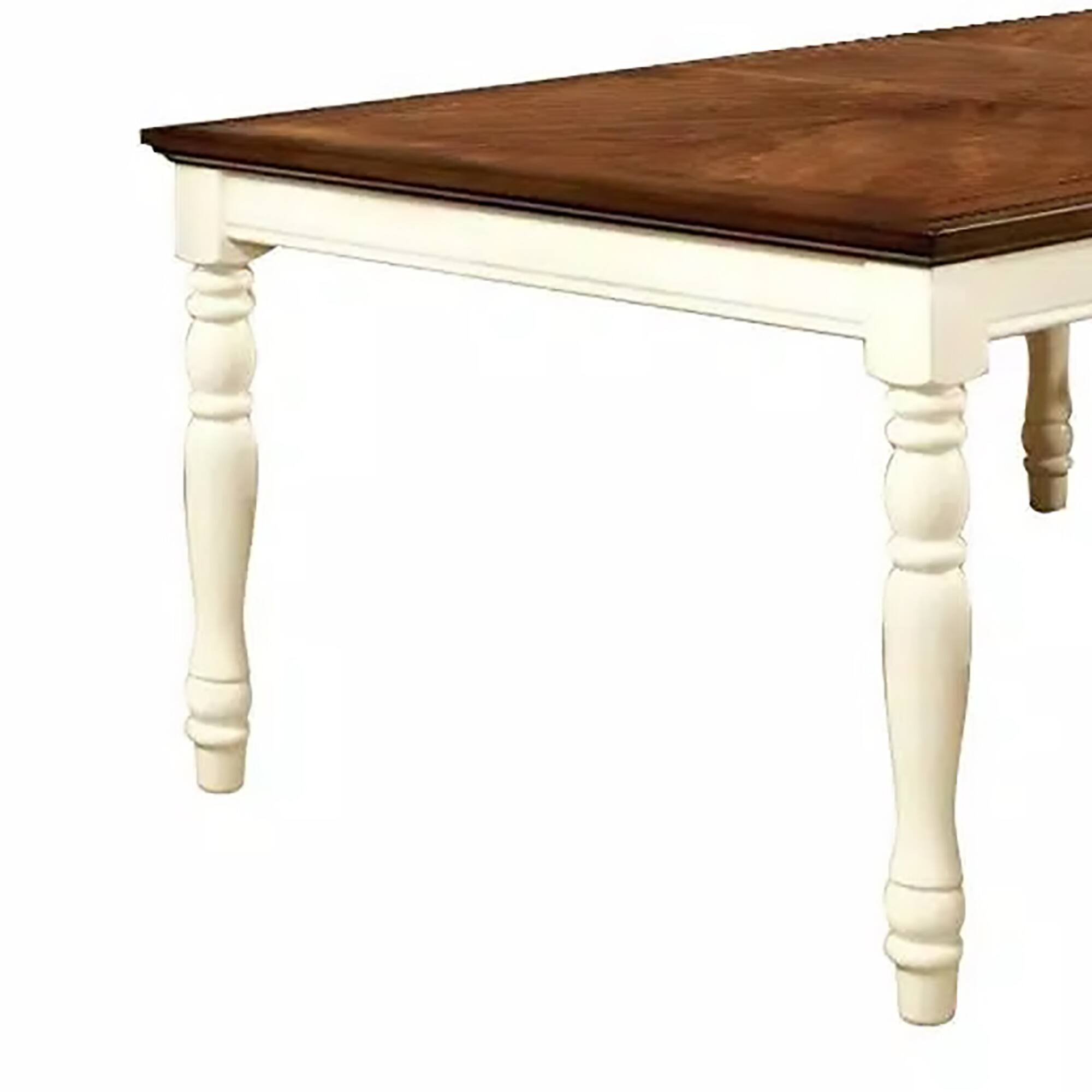 Alt View 1. Manhattan Lane - Harrisburg Cottage Dining Table, Vintage White & Dark Oak Finish - White & Dark Oakh.