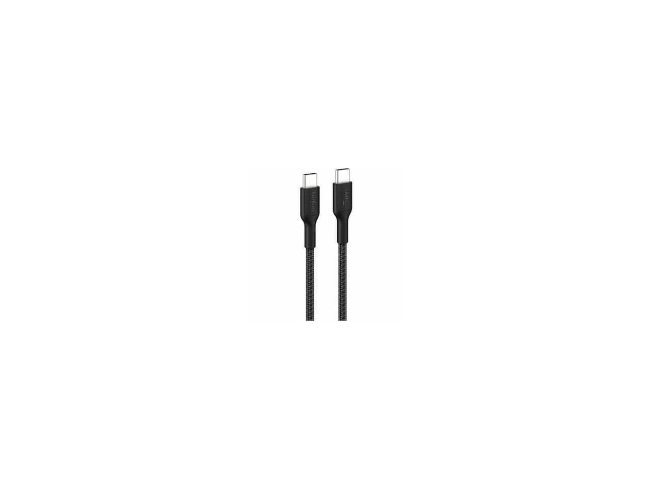 Belkin - Braided USB-C to USB-C Cable 60W, 3.3ft/1m, Black Model CAB024FQ1MBK