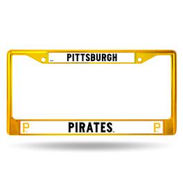 Rico Industries - Pittsburgh Pirates Baseball Licensed Yellow Painted Chrome Metal License Plate Frame - Multi