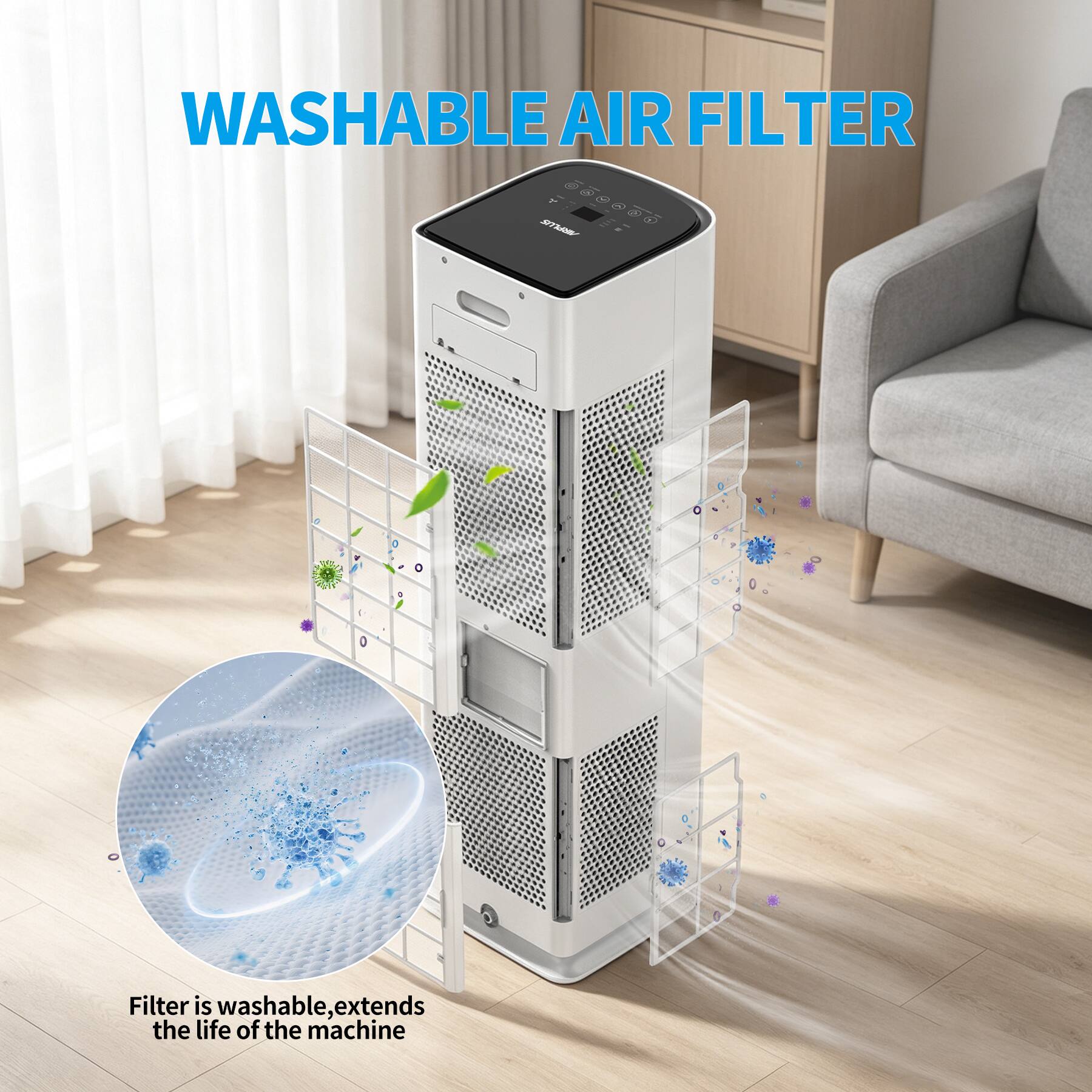 WASHABLE AIR FILTER

Filter is washable, extends the life of the machine