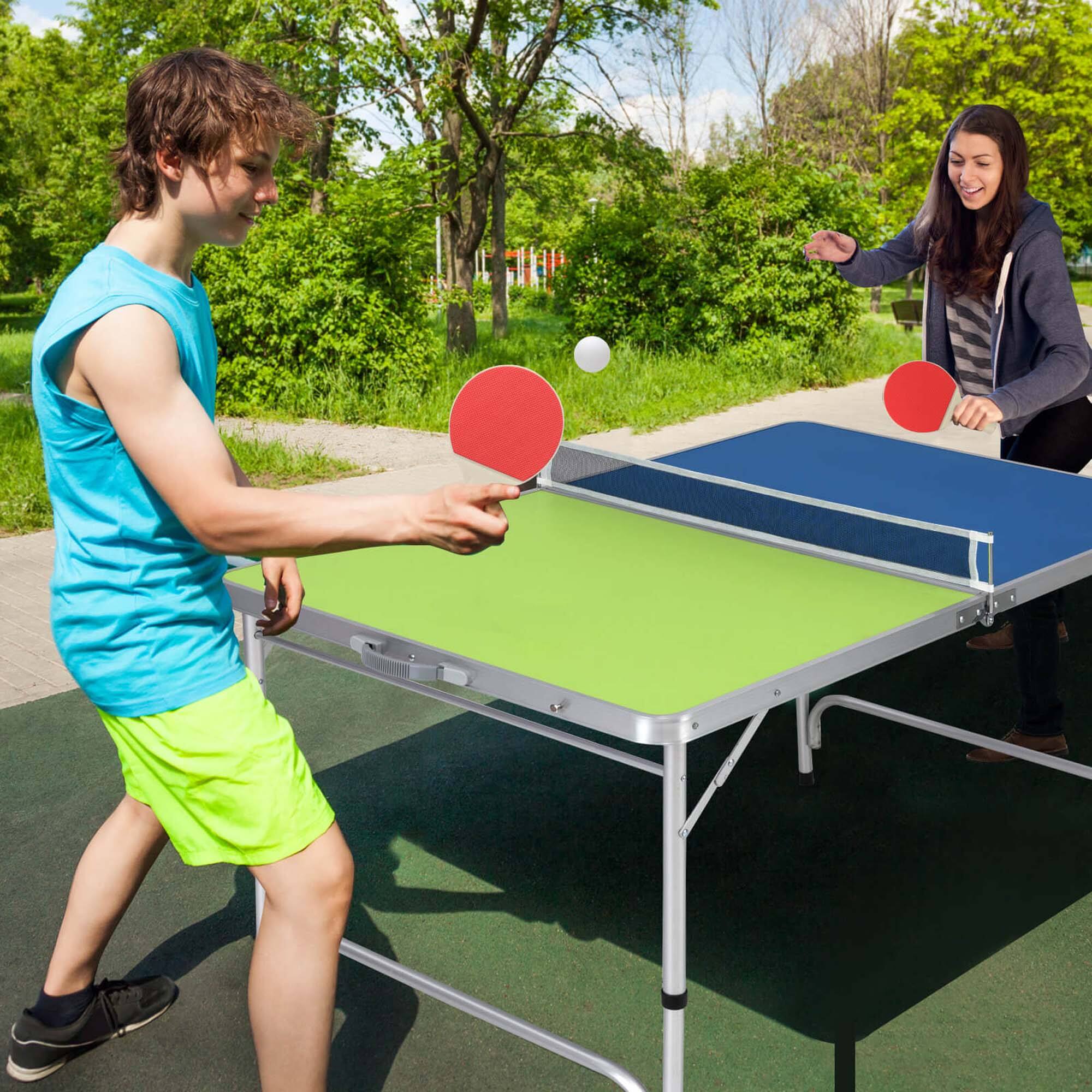 Alt View 3. Costway - Costway 47" x 30" Mini Table Tennis Table with Adjustable Height for Indoor Outdoor - Green.