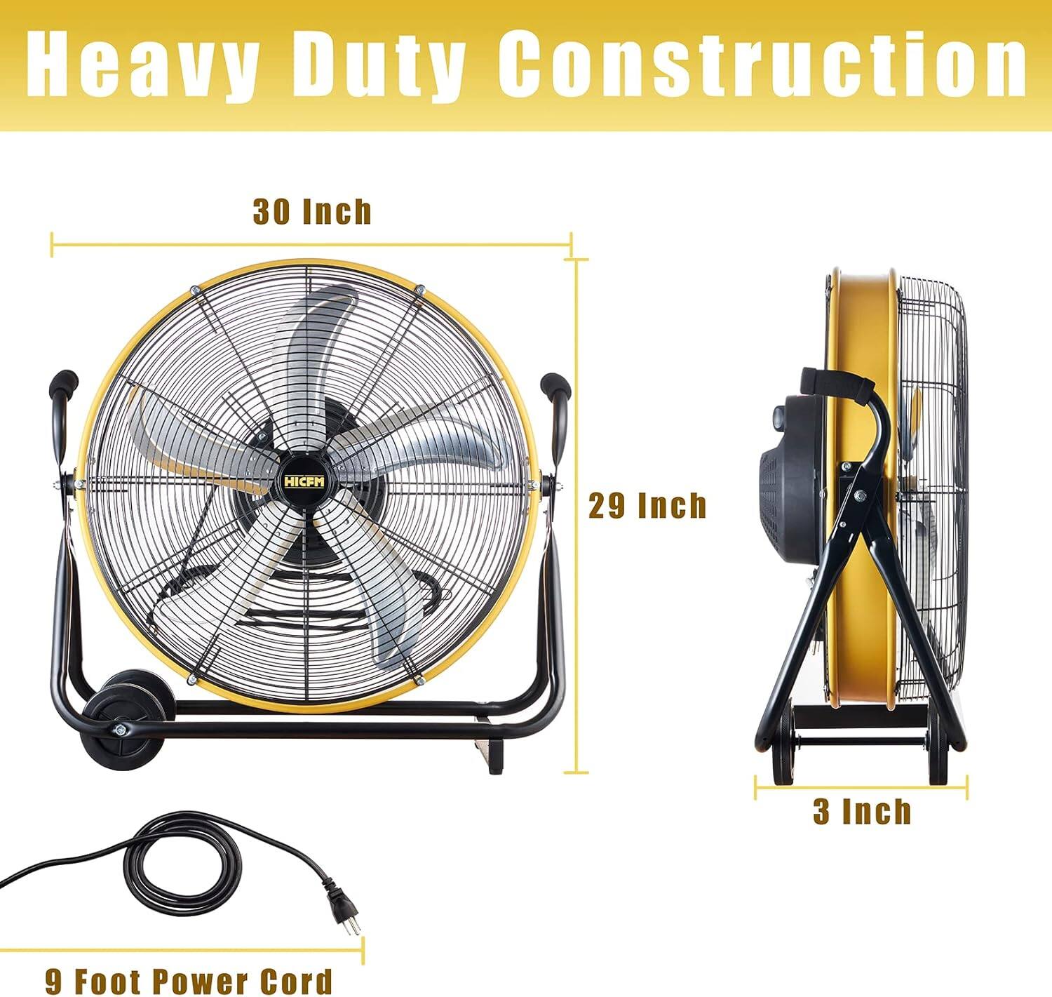 Heavy Duty Construction  
30 Inch  
29 Inch  
3 Inch  
9 Foot Power Cord