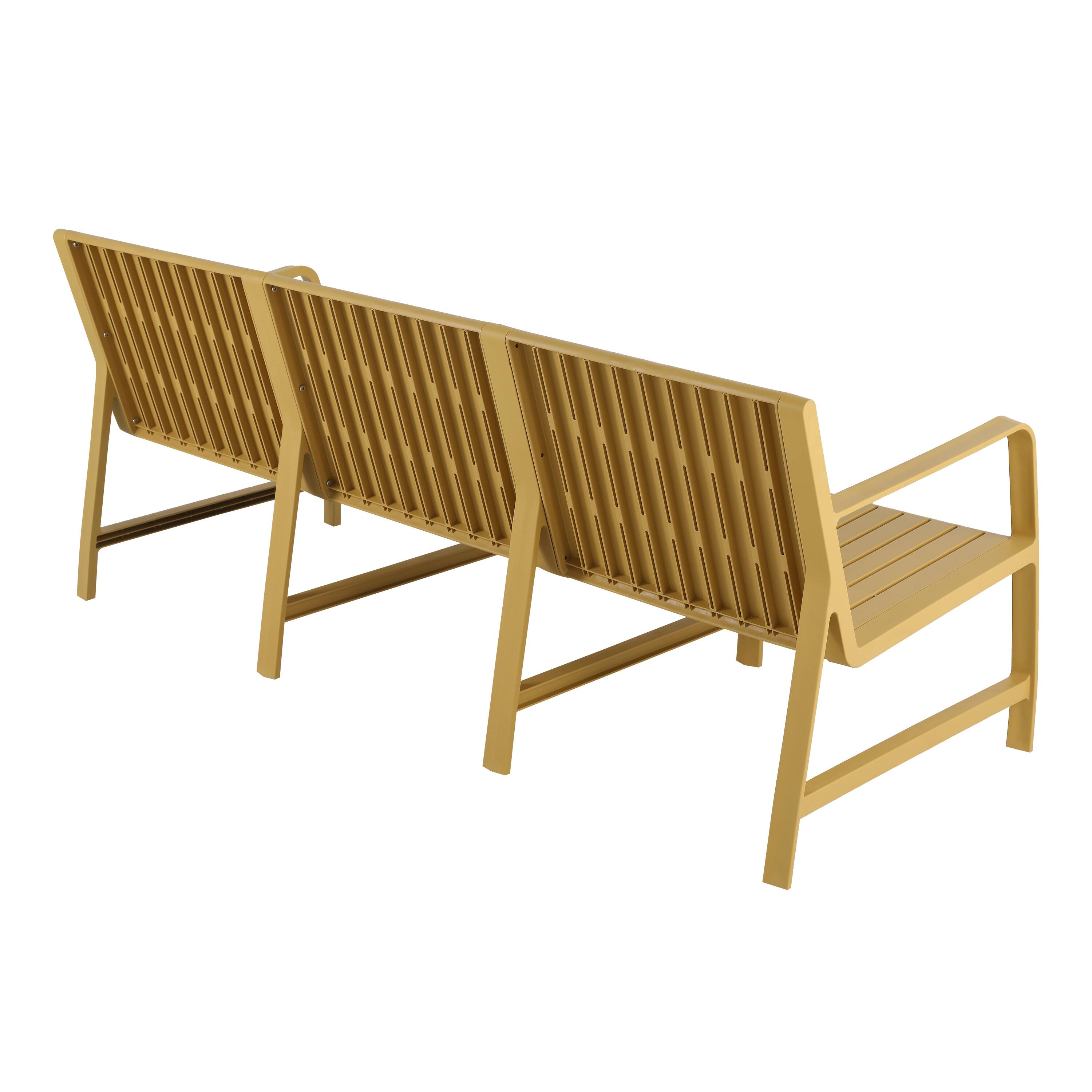 Alt View 2. Mondawe - 5-Piece Outdoor Furniture Set – 3-Seater Sofa ,2 Chairs & 2 Coffee Tables - Yellow.