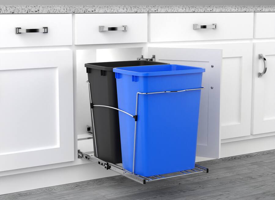 Rev A Shelf Double Pullout Trash Can 35 qt. for Kitchen, RV 18KD 2218C ...