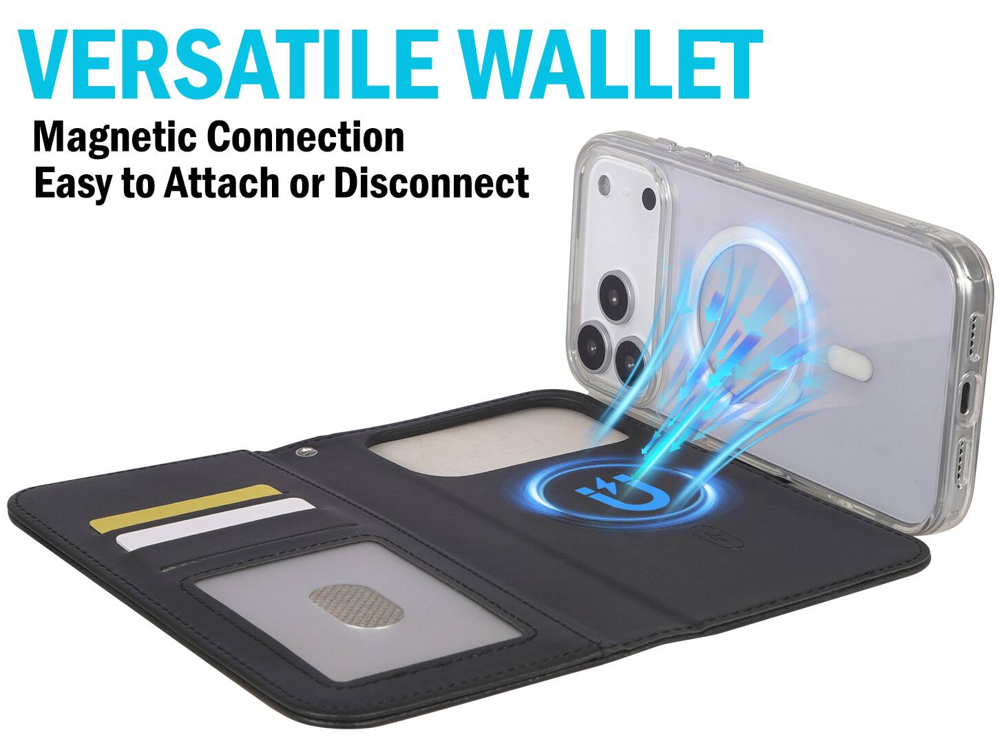 VERSATILE WALLET  
Magnetic Connection  
Easy to Attach or Disconnect