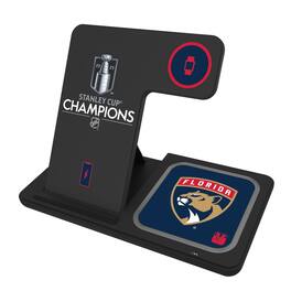 Keyscaper - Florida Panthers 2025 Stanley Cup Champions 3-In-1 Wireless Charging Station - Black