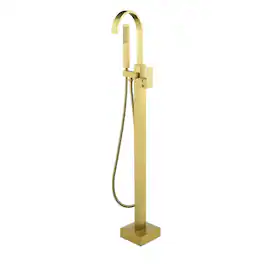 Boyel Living - Freestanding Bathtub Faucet Solid Brass 360° Swivel Handheld Spray 60-Inch Hose cUPC - Brushed Gold