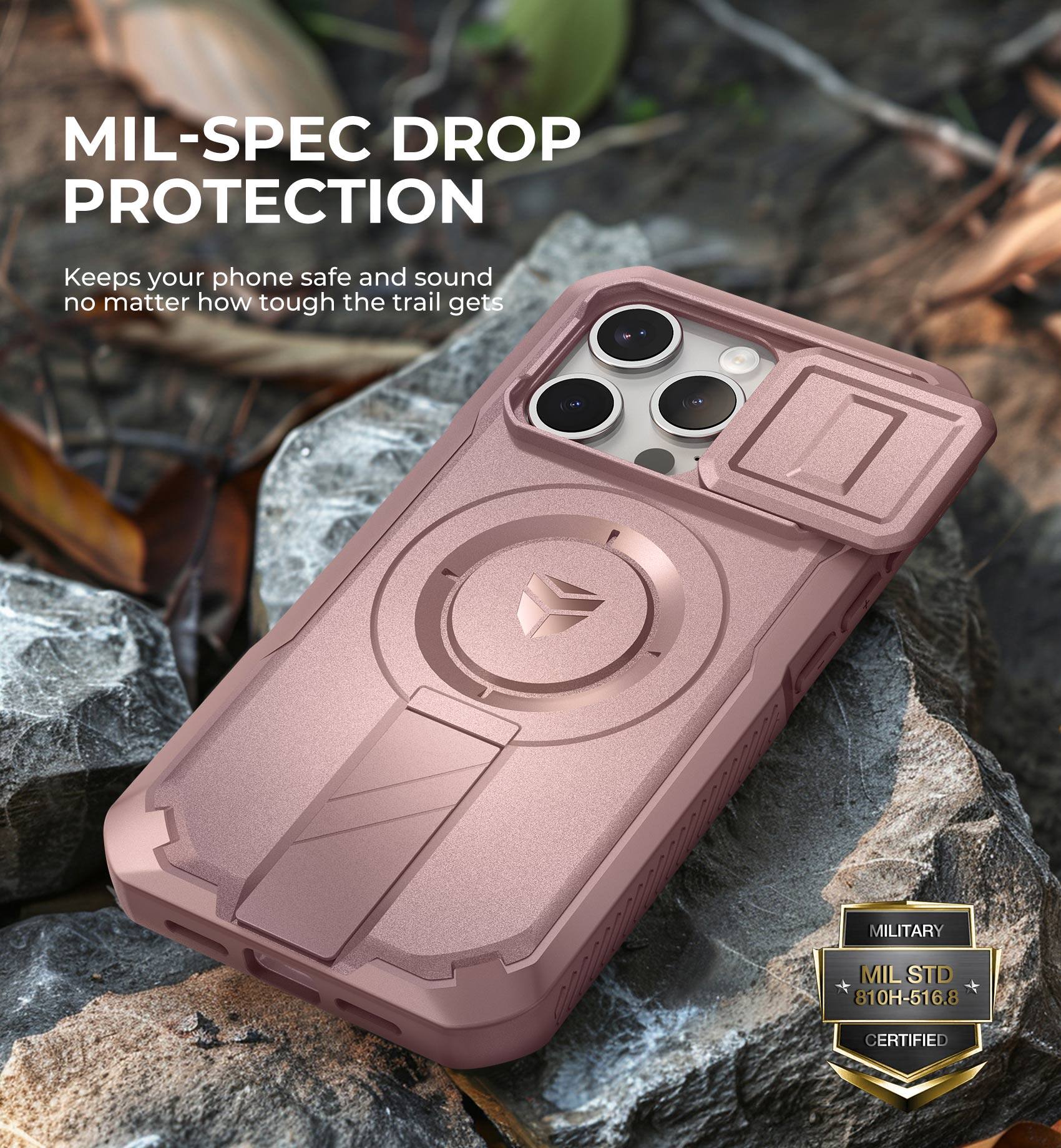 MIL-SPEC DROP PROTECTION
Keeps your phone safe and sound no matter how tough the trail gets
MILITARY MIL STD 810H-516.8 CERTIFIED