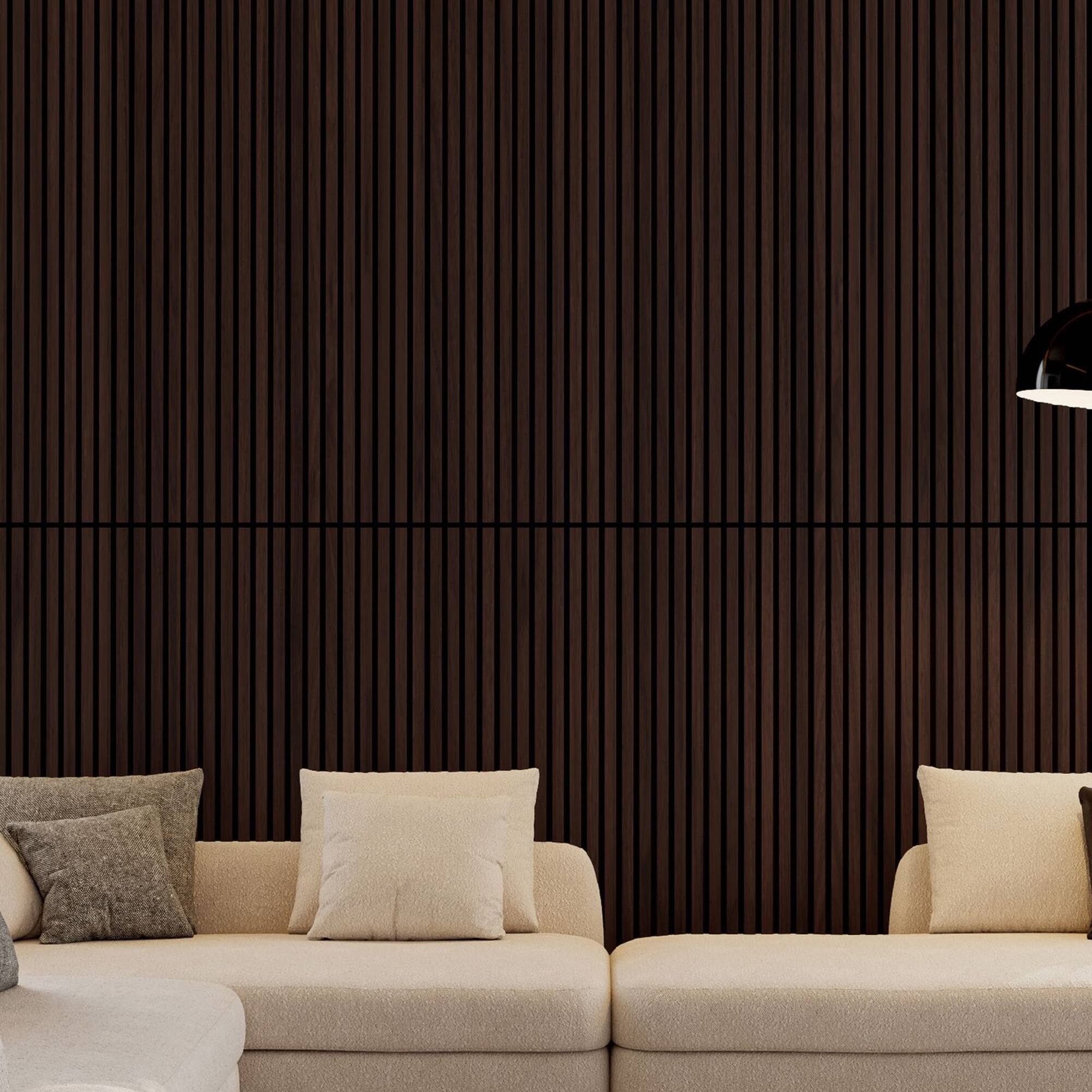 Alt View 2. Boyel Living - 4-Pack 23.62-in x 45.27-in Dark Walnut 3D Fluted Acoustic Slat Wall Panel.