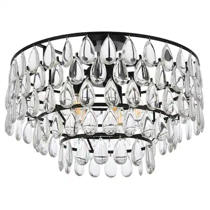 Front. Elegant Lighting - Mila 20 inch flush mount in black - Black.