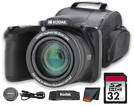 Kodak - PIXPRO AZ405 Digital Camera (Black) (AZ405BK) + 32GB Card + Bag + Cloth