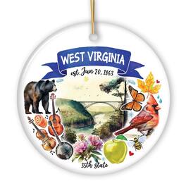 OrnamentallyYou - Artistic West Virginia State Themes and Landmarks Christmas Ornament - Multi-colored