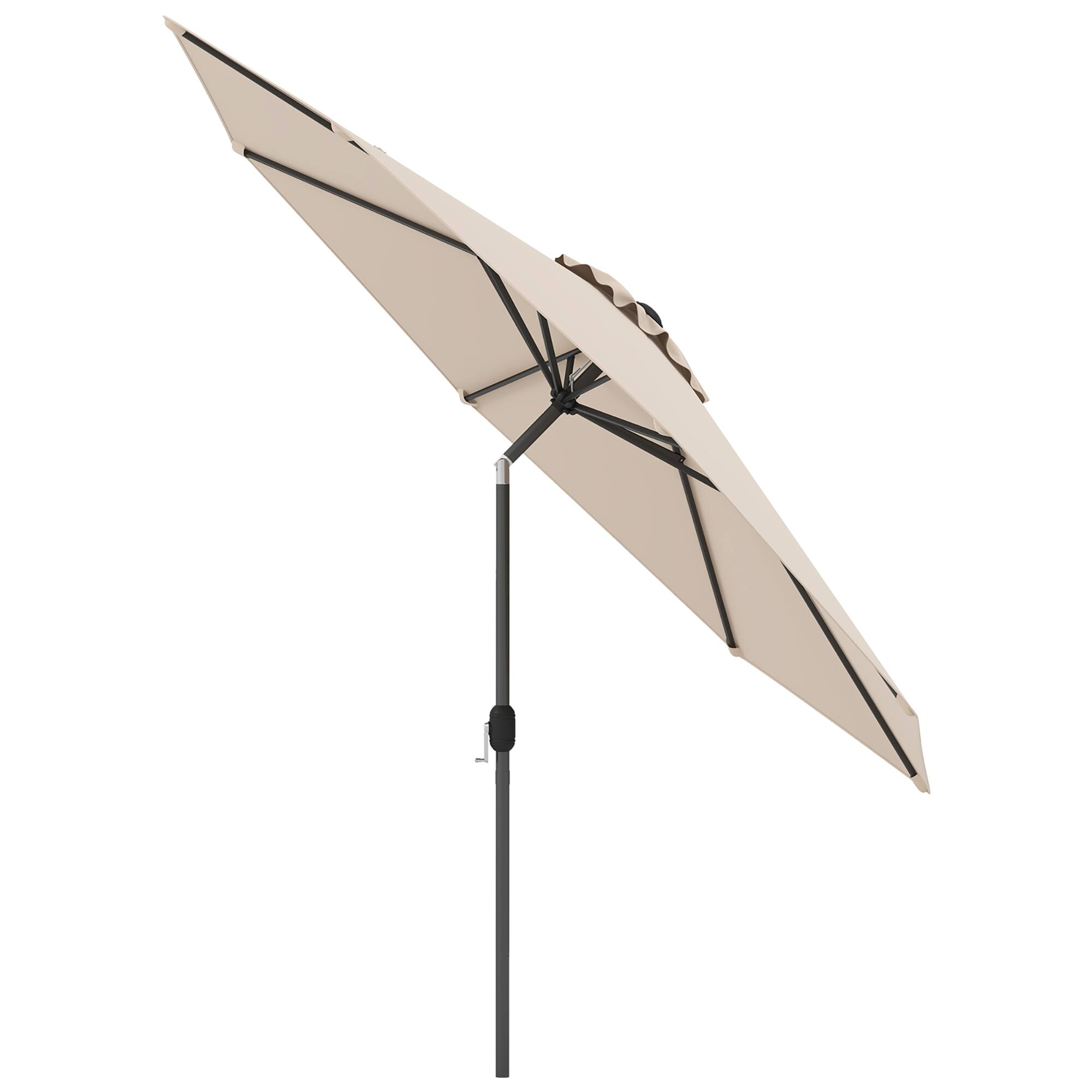 Alt View 9. Gymax - Gymax 300 CM Patio Umbrella Heavy Duty Market Umbrella w/ Tilt Mechanism Crank Handle Beige - Beige.