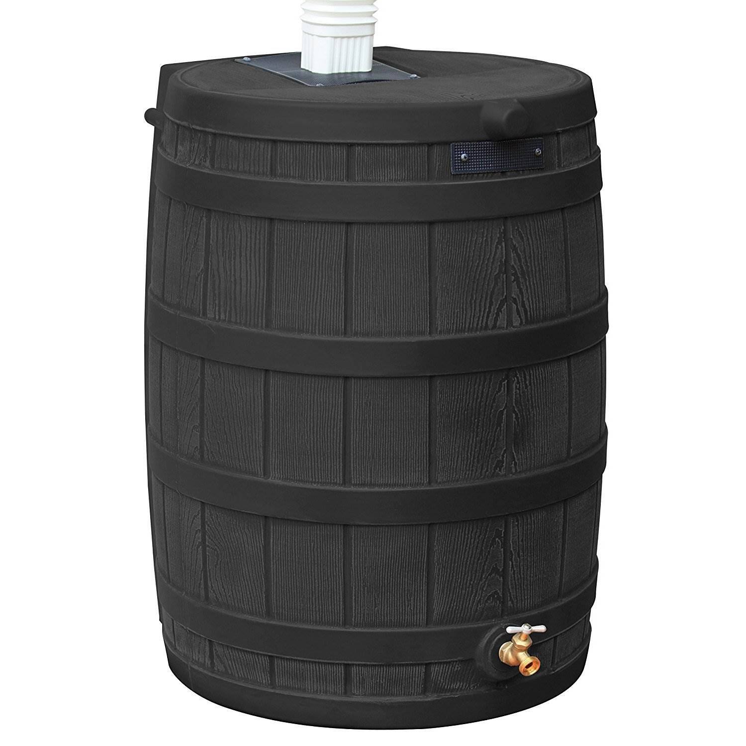 Alt View 1. Good Ideas - Good Ideas Rain Wizard 50 Gallon Plastic Rain Barrel, Black with 50' Soaker Hose.