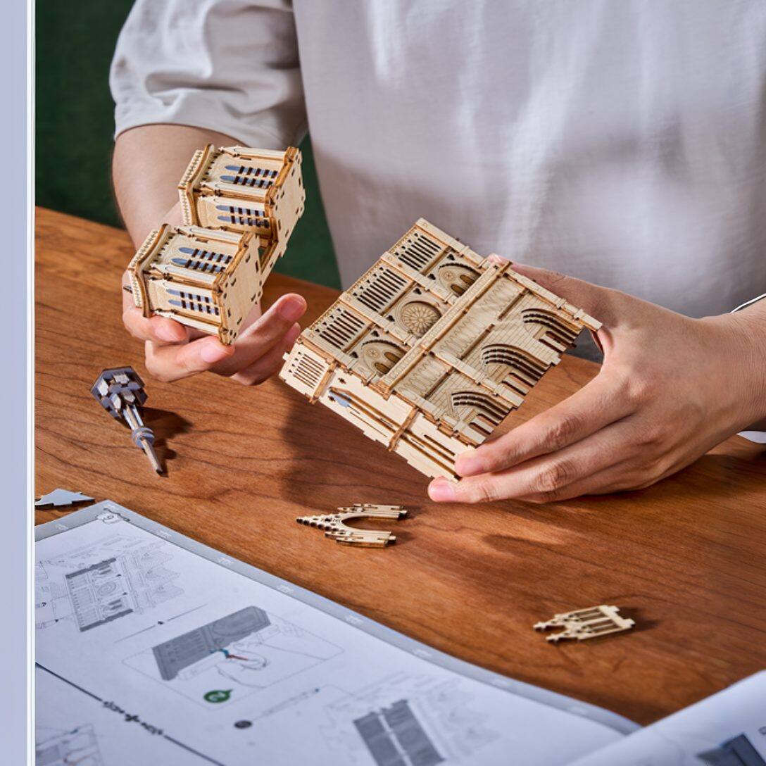 Alt View 1. 3D Puzzle - DIY 3D Wood Puzzle: Paris Cathedral 330 pieces.