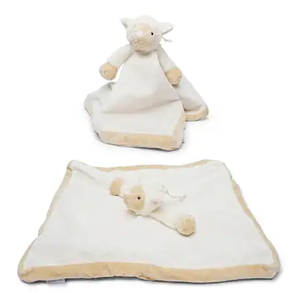 Front. TriAction Toys - Teddykompaniet Diinglisar Collection 11 Inch Plush Animal Blanket | Lamb - Brown.