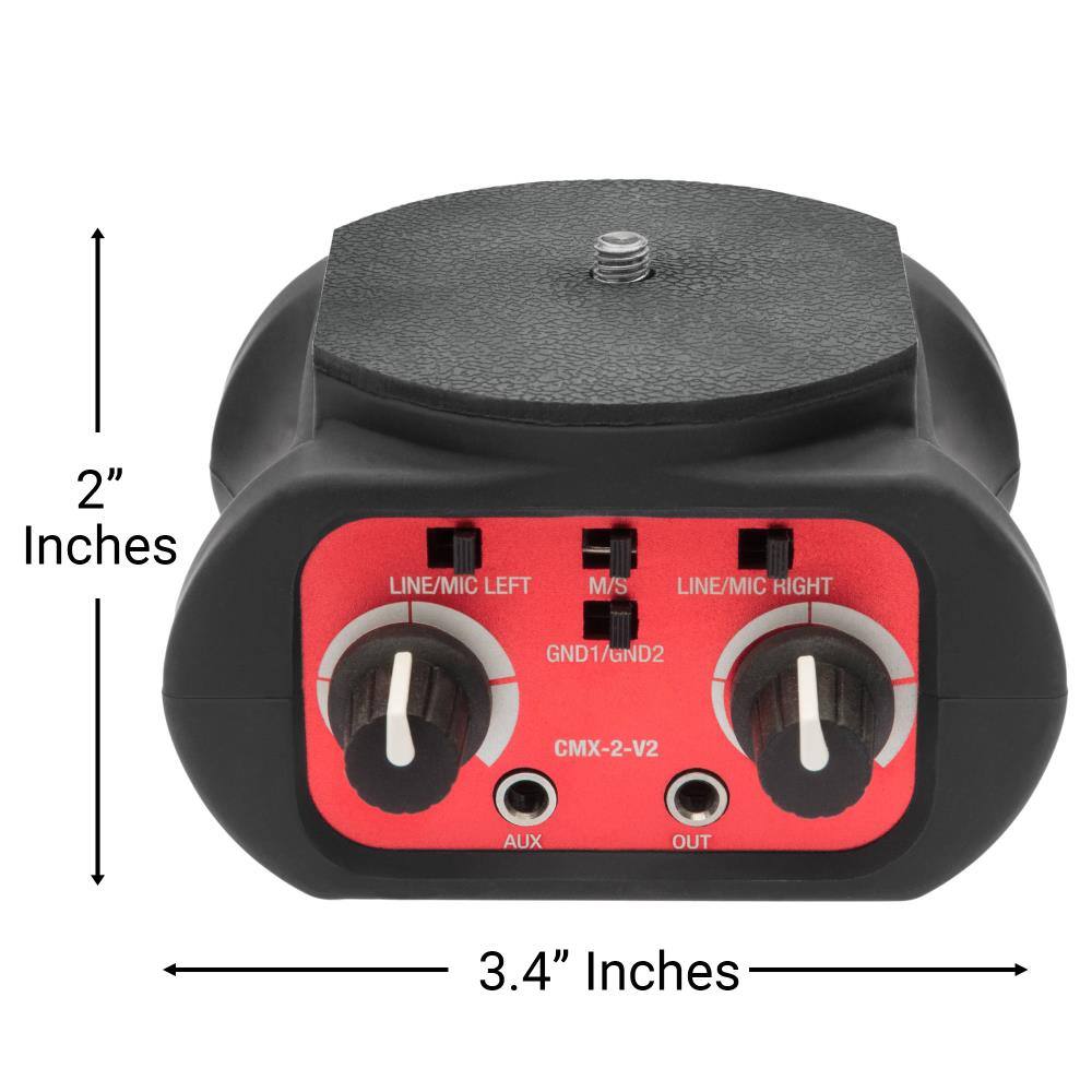 2" Inches  
LINE/MIC LEFT  
M/S  
LINE/MIC RIGHT  
GND1/GND2  
CMX-2-V2  
AUX  
OUT  
3.4" Inches