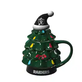 Evergreen Enterprises - Las Vegas Raiders 14oz. Christmas Tree Mug With Lid - Green
