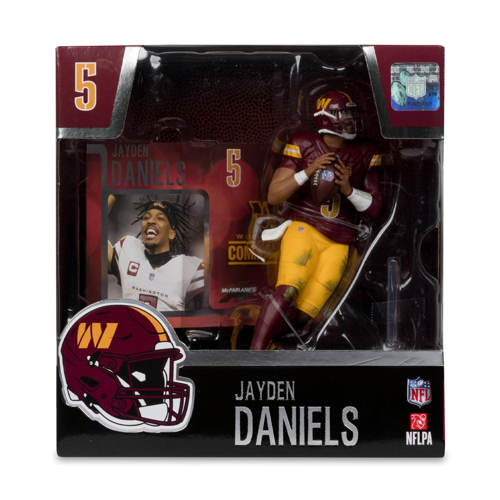 5  
JAYDEN DANIELS  
5  
COM  
WASHINGTON  
McFARLANE  
JAYDEN DANIELS  
NFL  
NFLPA