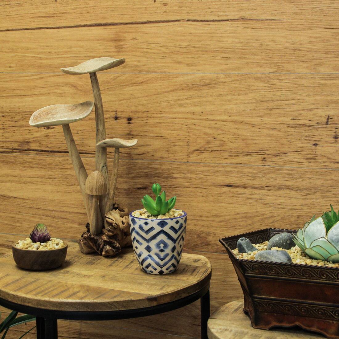 Alt View 5. Contrast Inc. - Hand Carved Indonesian Parasite Wood Mushroom Cluster Statue - Brown.