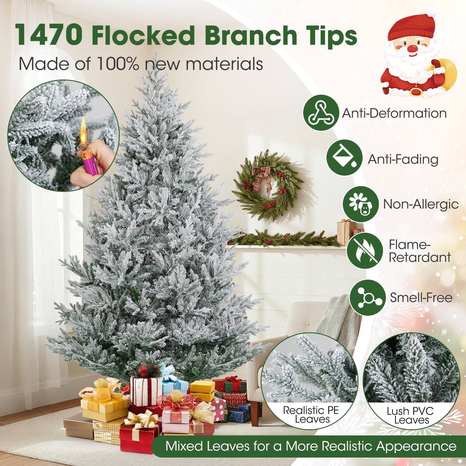 1470 Flocked Branch Tips Made of 100% new materials

Anti-Deformation
Anti-Fading
Non-Allergic
Flame-Retardant
Smell-Free
Realistic PE Leaves
Lush PVC Leaves
Mixed Leaves for a More Realistic Appearance