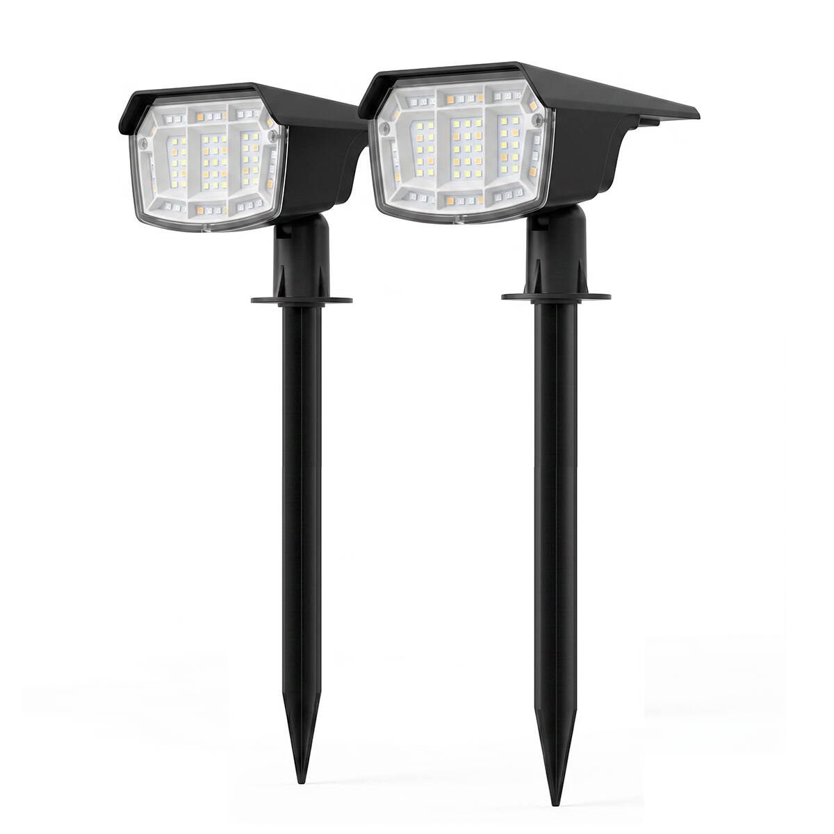 Front. COWIN - Solar Powered LED Spot Lights IP65 Waterproof 3 Lighting Modes Outdoor Landscape Lights For Yard Porch Lawn Garden - black.