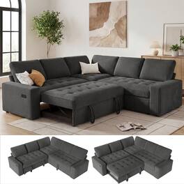 Dyonery - 80-inch 5-person seat Combination-style sofa, featuring adjustable backrest and storage space,corduroy Grey - Gray