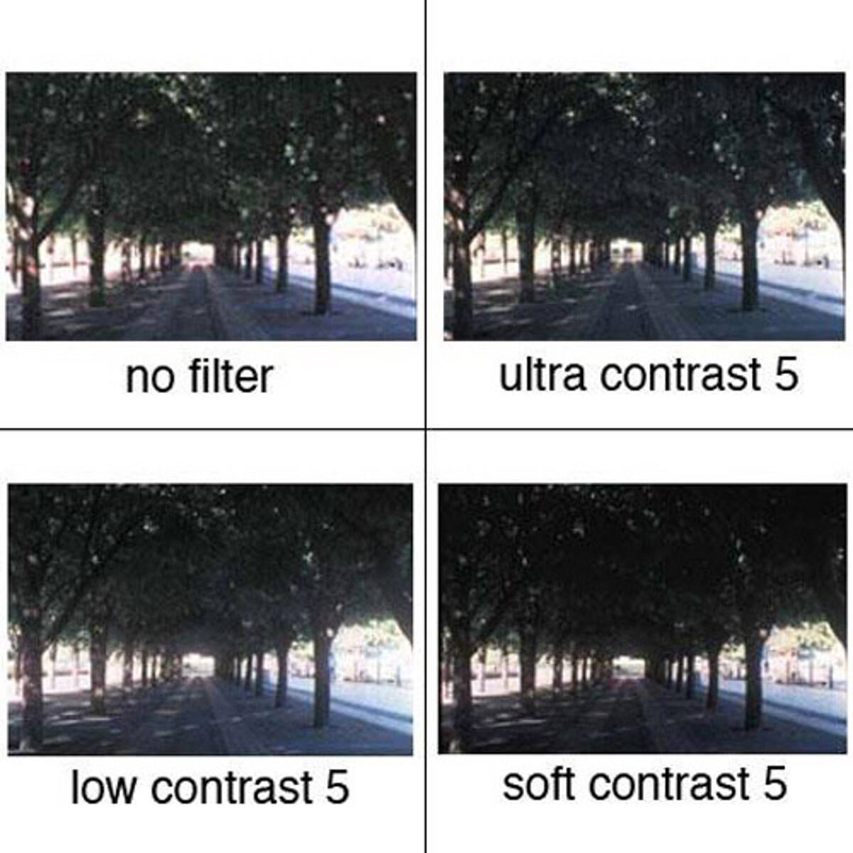no filter  
ultra contrast 5  
low contrast 5  
soft contrast 5