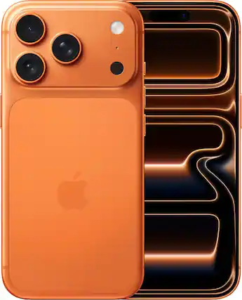 Front. Apple - Pre-Owned Excellent iPhone 17 Pro 5G 256GB - Apple Intelligence - (Unlocked) - Cosmic Orange.