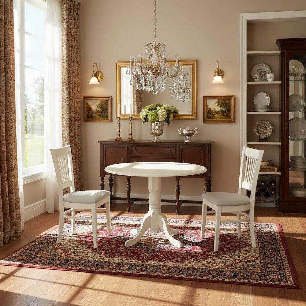 Alt View 2. FurniFact - 3-Piece Dinette Set - Linen White.