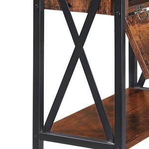 Left. Oumilen - Rustic Brown Nightstand with Charging Station, Industrial End Table with Flip-Top Storage - Rustic Brown.