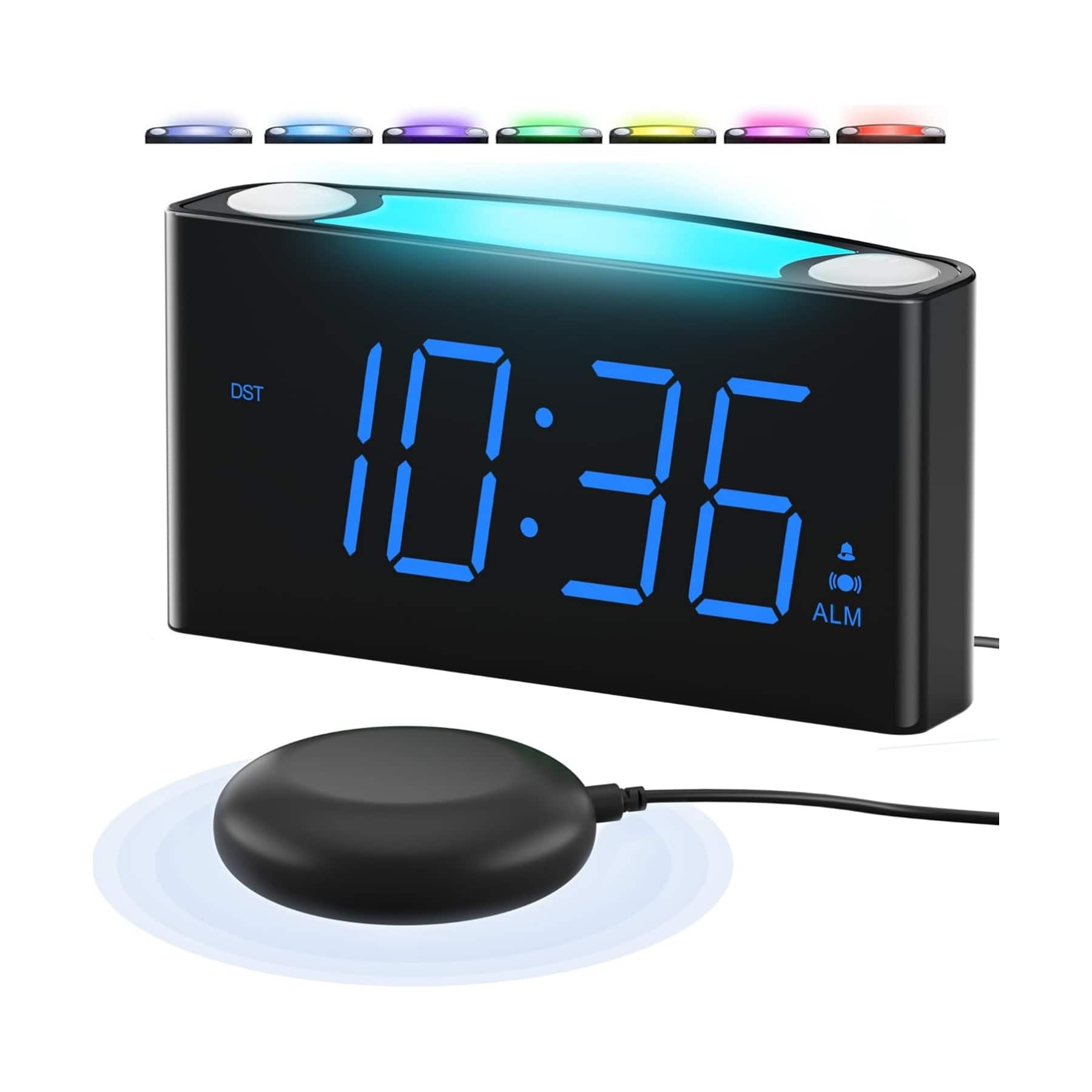 Dazzed Corner - Alarm Clock,Night Light,USB/Type-C Charger - Black