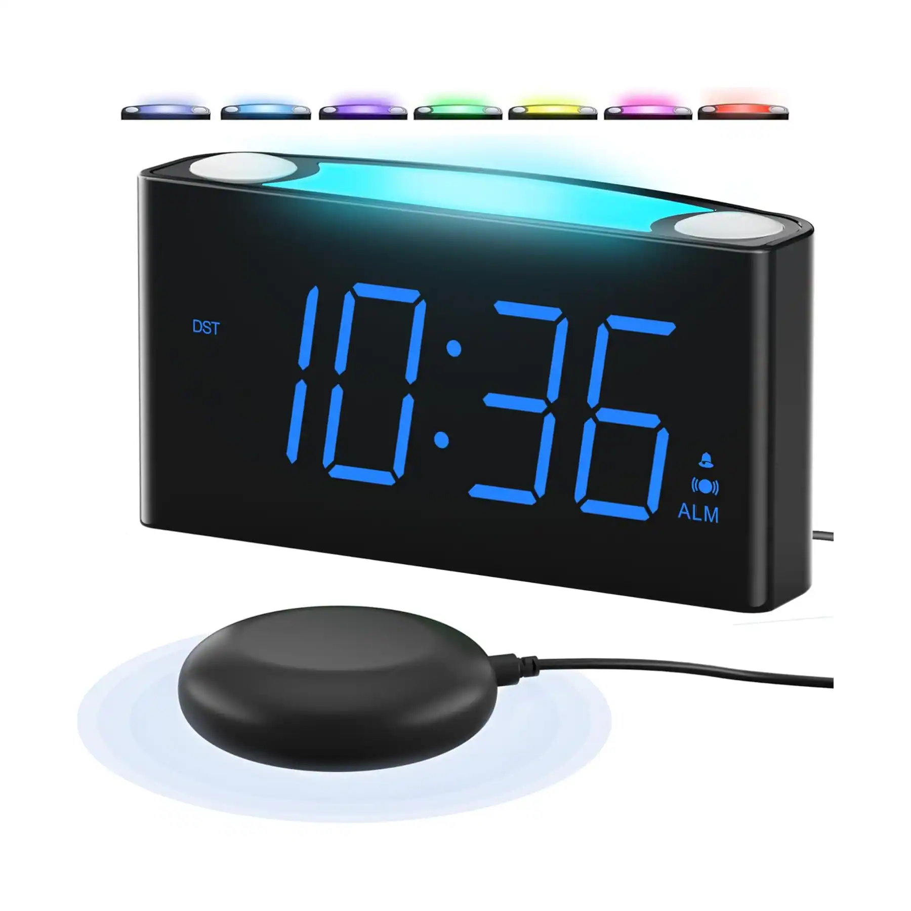 Dazzed Corner - Alarm Clock,Night Light,USB/Type-C Charger - Black