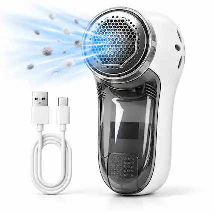 Front. AMUMU - Fabric Shaver and Lint Remover USB Rechargeable Portable Cordless 7000 RPM Electric Lint Remover - White.