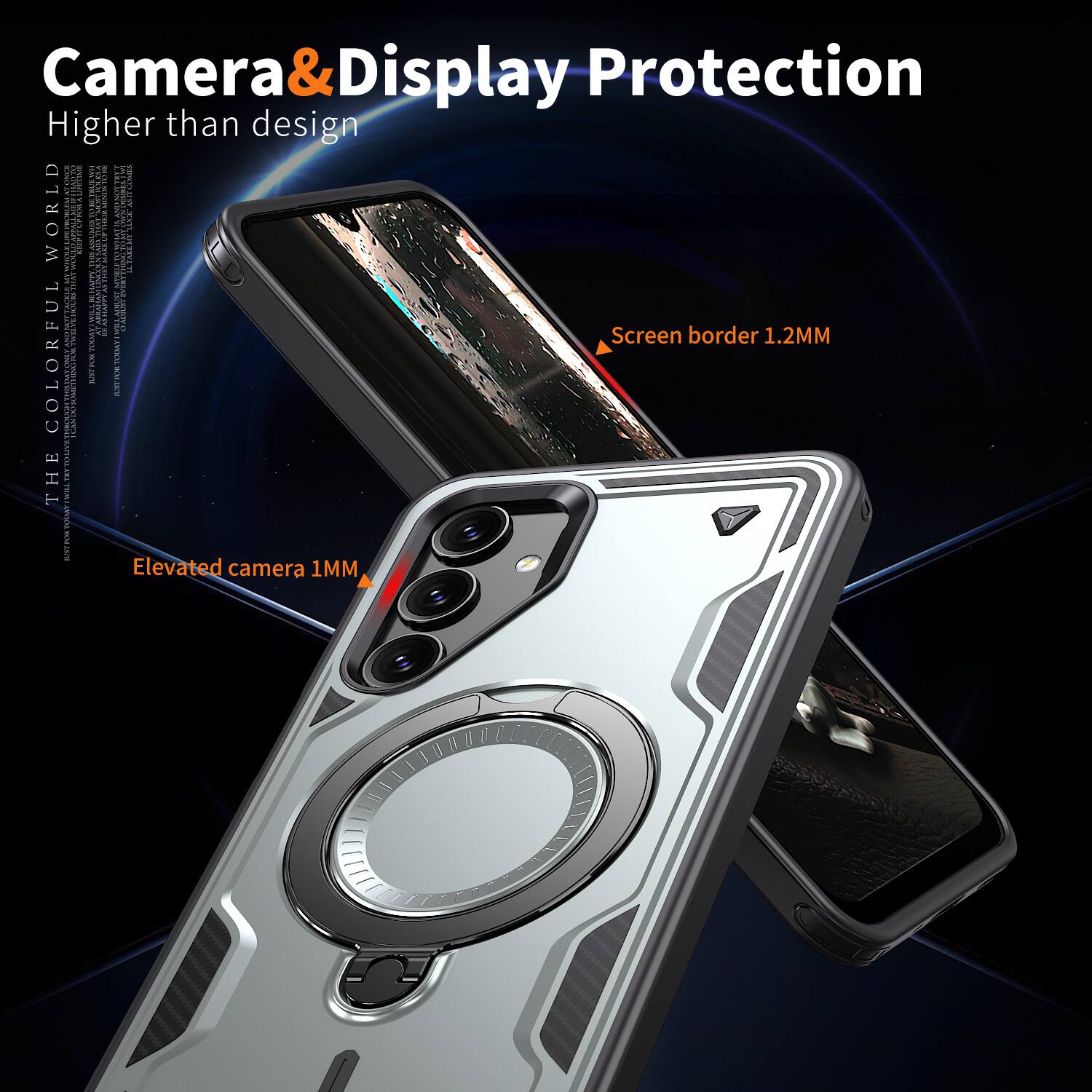 Camera & Display Protection  
Higher than design  

Screen border 1.2MM  
Elevated camera 1MM