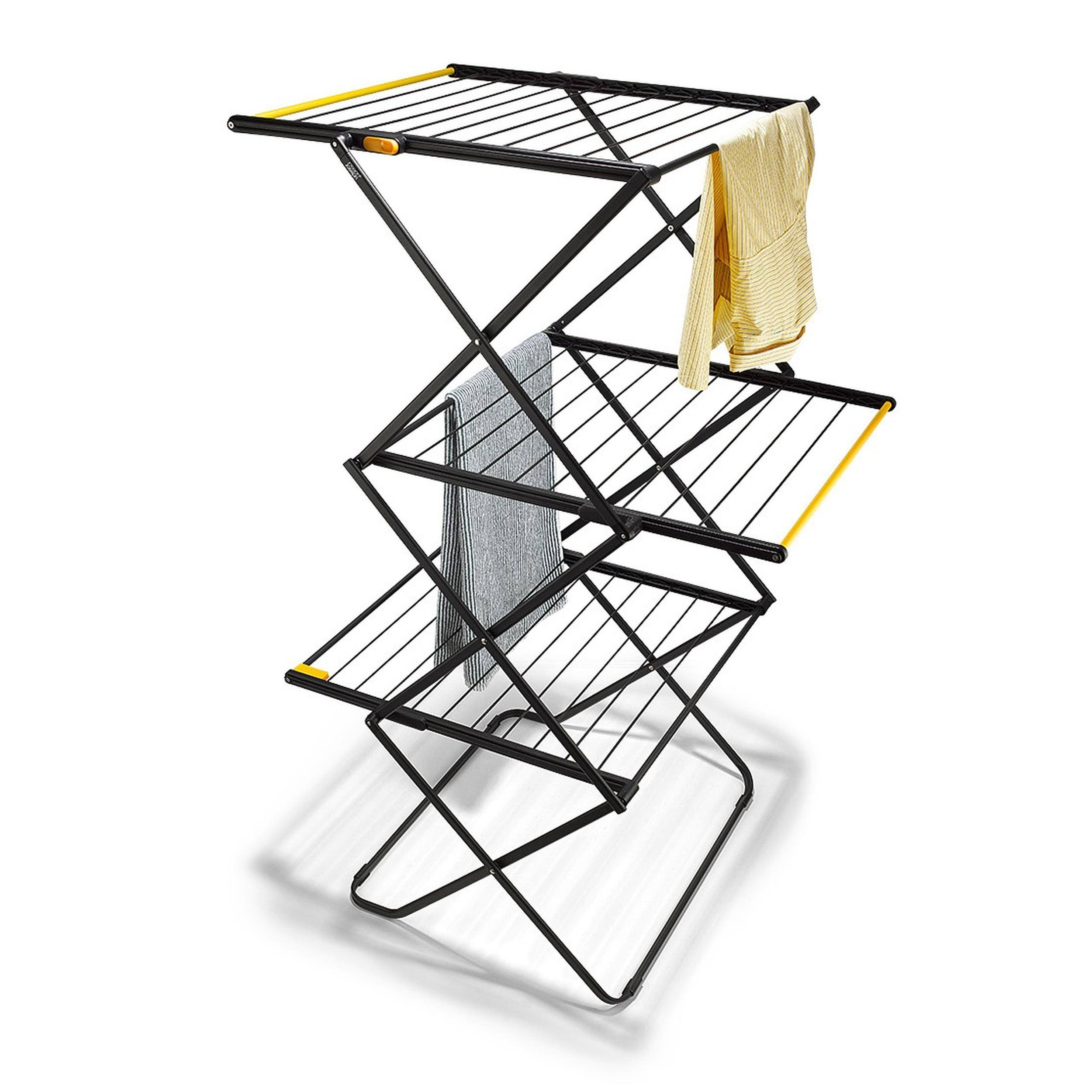 Front. Joseph Joseph - AirFrame Max Clothes Drying Rack with Long Garment Hanging Rails - Black.