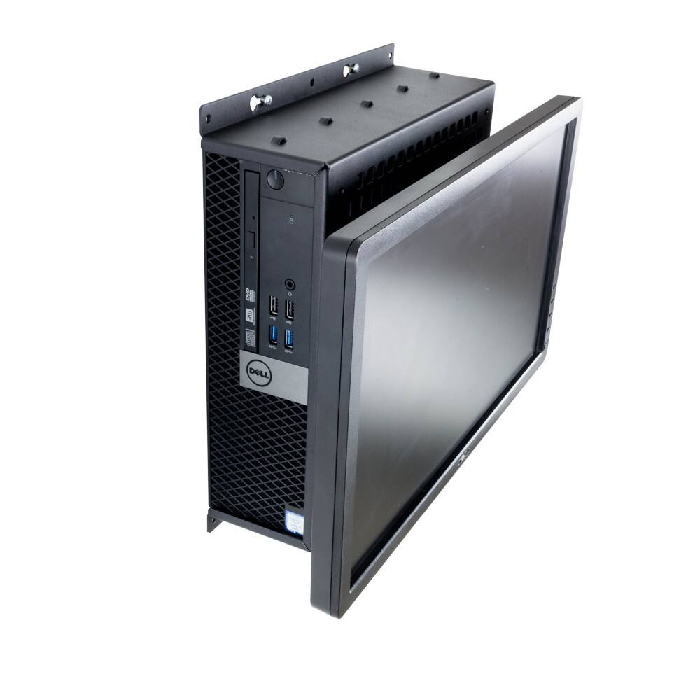 RackSolutions - 125-B Wall Mount for Dell SFF (Fixed Monitor) - Compact Solution for Dell OptiPlex and Inspiron PCs - Black