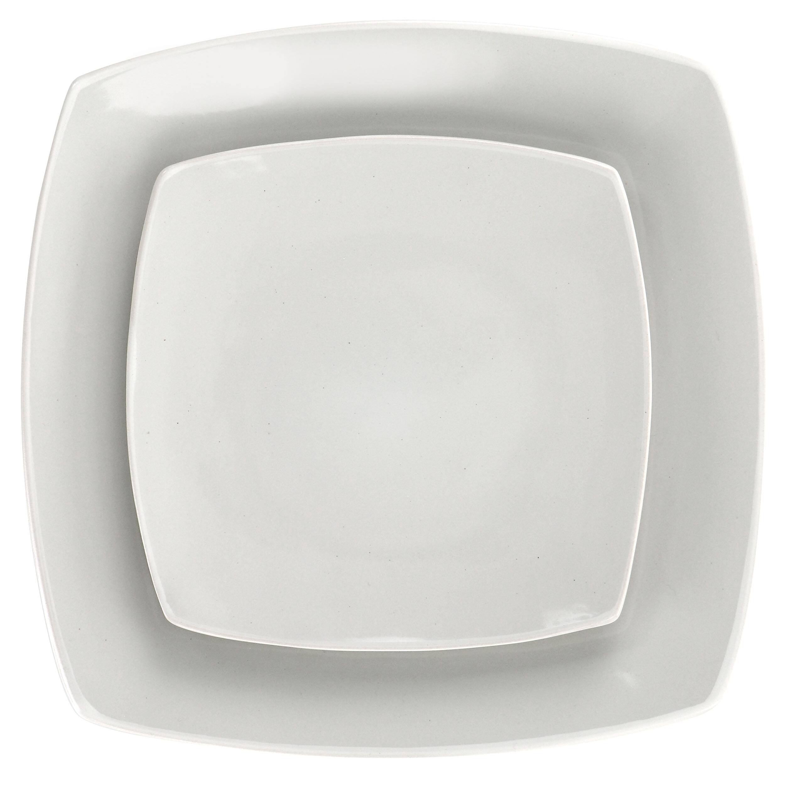 Alt View 3. Gibson - Soho Lounge Bright Shell 16 Piece Square Stoneware Dinnerware Set in Shell White - Shell White.