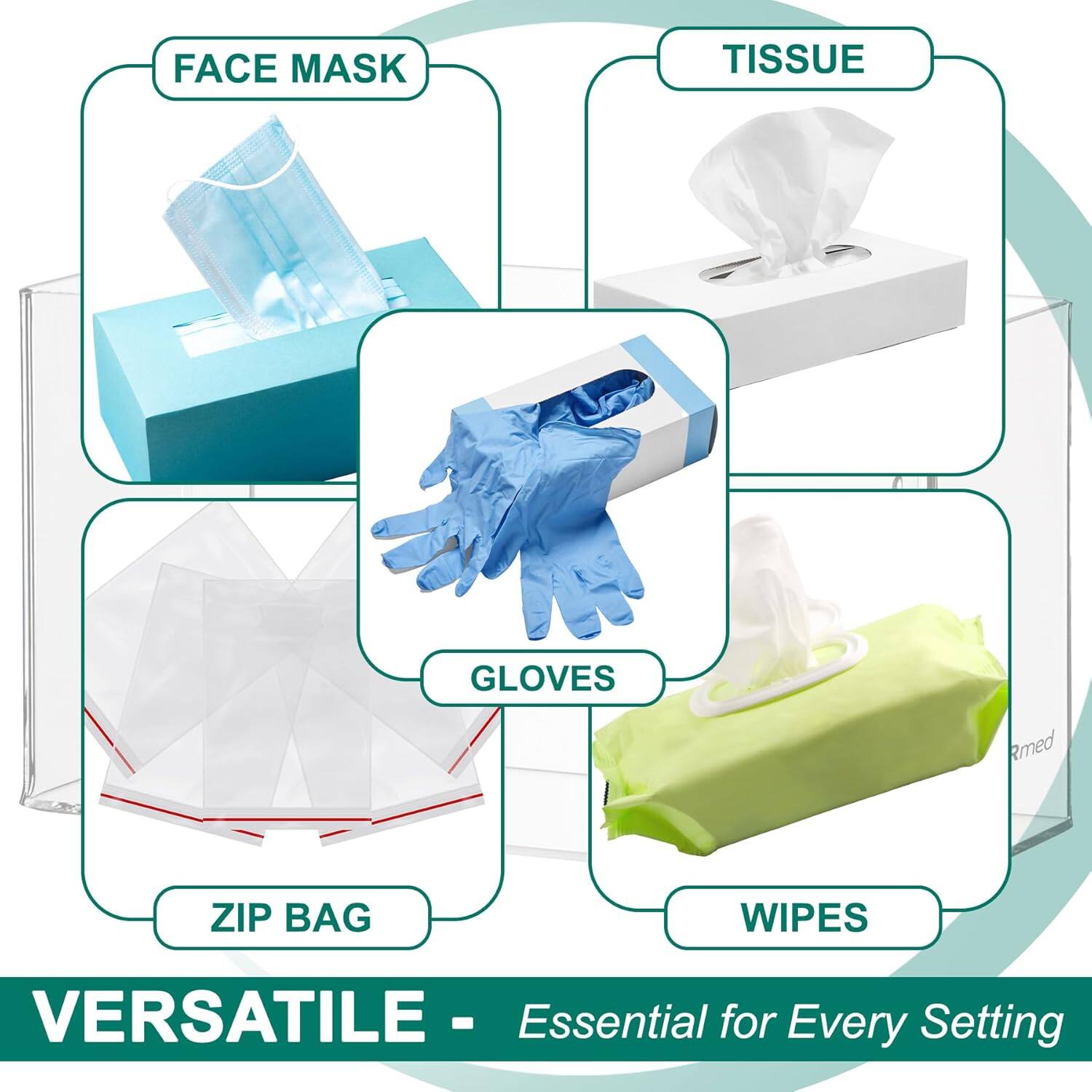 FACE MASK, TISSUE, GLOVES, ZIP BAG, WIPES, VERSATILE - Essential for Every Setting