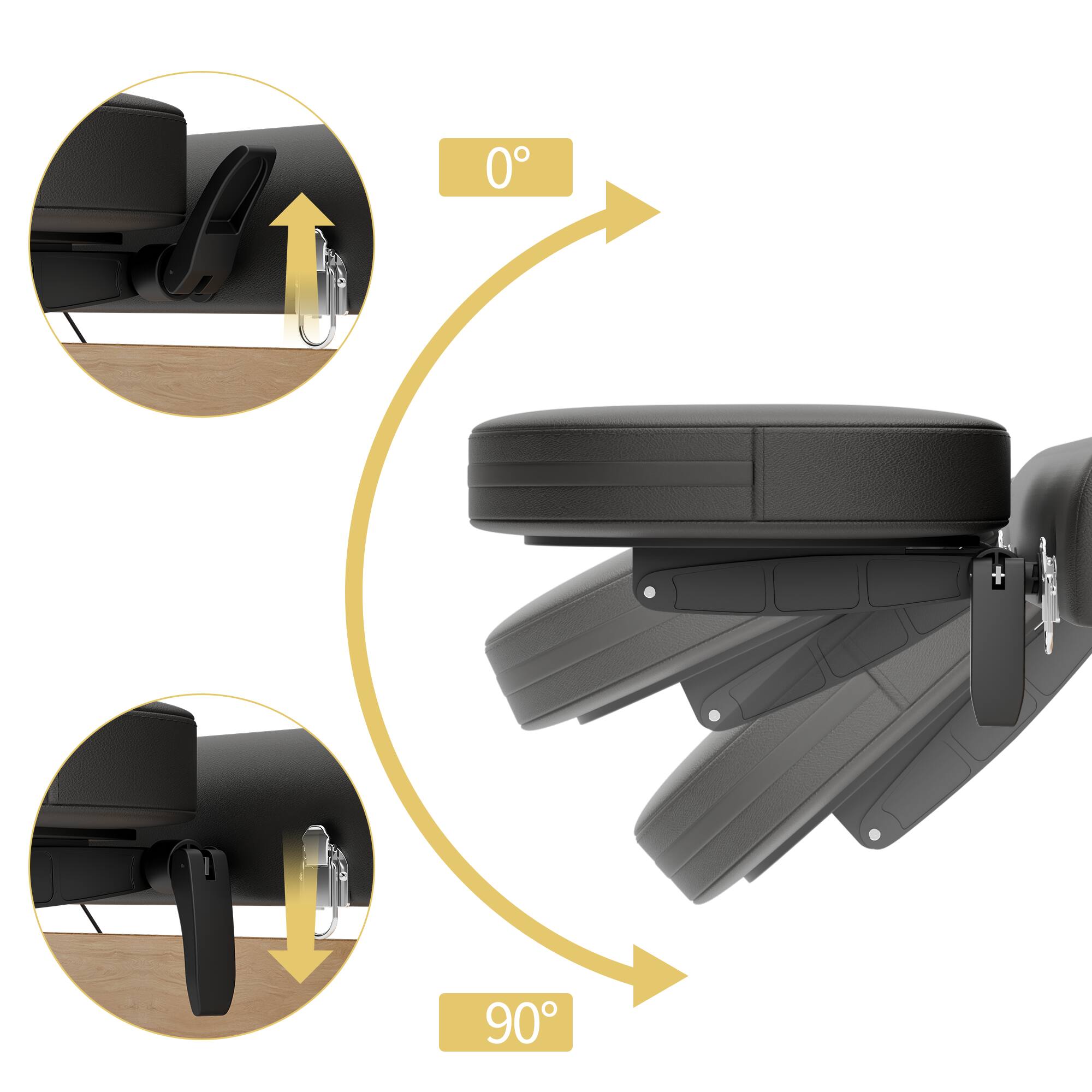 Alt View 8. Famapy - Foldable Portable Massage Table with Adjustable Headrest & Backrest, Sturdy 550 lbs Support, Space-Saving Design - Black & Wooden.